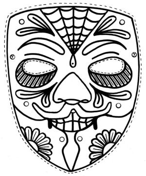 Maske boyama sayfası,  coloring page, Yüz maskesi çizimi., 