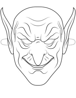 Maske boyama sayfası,  coloring page, Korkunç yeşil goblin maskesi, 