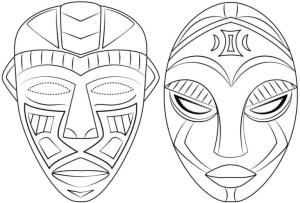 Maske boyama sayfası,  coloring page, Afrika maske stili, 