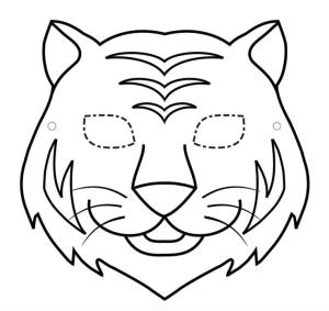 Maske boyama sayfası,  coloring page, Kaplan maskesi., 