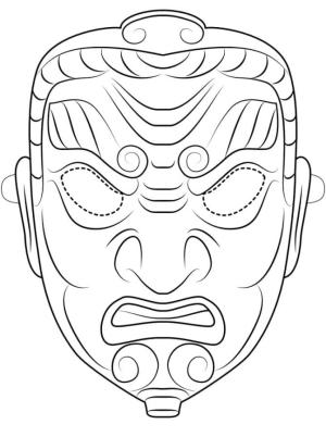 Maske boyama sayfası,  coloring page, Şeytani yüz maskesi, 