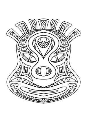 Maske boyama sayfası,  coloring page, Totem maskesi, 