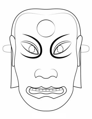 Maske boyama sayfası,  coloring page, Maskeli adamın geniş gülümsemesi., 