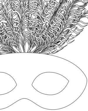 Maske boyama sayfası,  coloring page, Tüylü gizemli maske, 