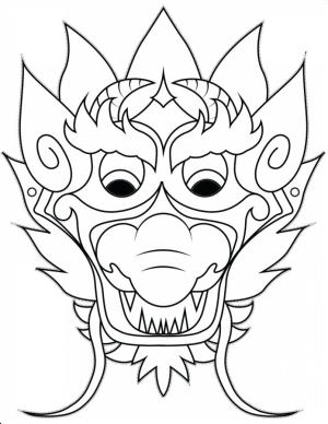 Maske boyama sayfası,  coloring page, Çin ejderha maskesi, 