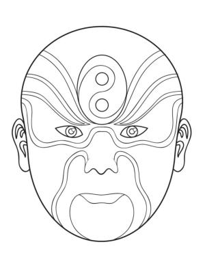 Maske boyama sayfası,  coloring page, Çin tiyatro maskesi, 