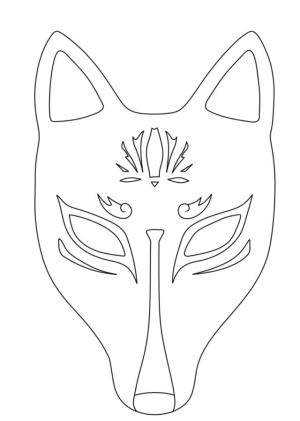 Maske boyama sayfası,  coloring page, Tilki Maskesi boyama sayfası., 