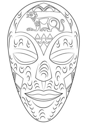 Maske boyama sayfası,  coloring page, Afrika maskesi boyama., 