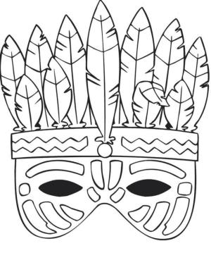 Maske boyama sayfası,  coloring page, Kabile Kızılderili maskesi, 