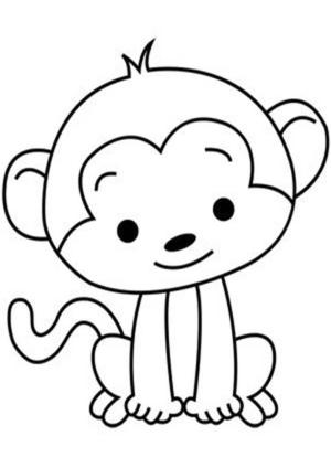 Maymun boyama sayfası, Monkey coloring page, Maymun Oturuyor, 