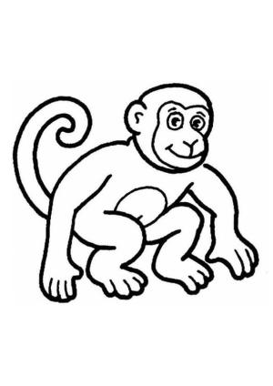 Maymun boyama sayfası, Monkey coloring page, Gülümseme Maymun Çizimi, 