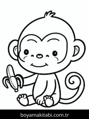 Maymun boyama sayfası – boyama çalışması, yaratıcılığı geliştirir