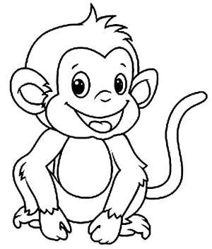 Maymun boyama sayfası, Monkey coloring page, Eğlenceli Maymun Çizimi, 