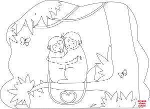 Maymun boyama sayfası, Monkey coloring page, , monkeys monkeys in love 