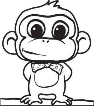 Maymun boyama sayfası, Monkey coloring page, Çizgi film Maymun yay Giyiyor, 