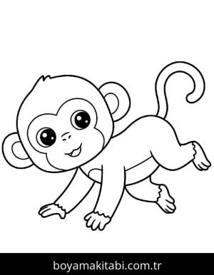 Maymun boyama sayfası – basit çizim, kolay boyama