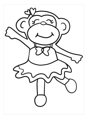 Maymun boyama sayfası, Monkey coloring page, Maymun Kız Dans, 