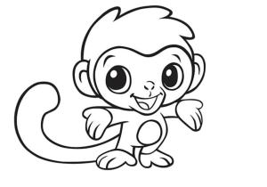 Maymun boyama sayfası, Monkey coloring page, Eğlenceli Maymun, 