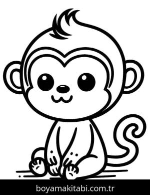 Maymun boyama sayfası – çocuk aktivitesi, PDF indir