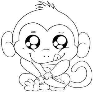 Maymun boyama sayfası, Monkey coloring page, Muz yiyen Maymun, 