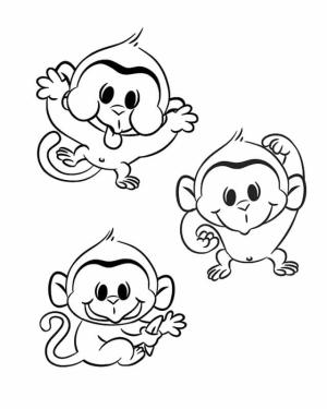 Maymun boyama sayfası, Monkey coloring page, Komik Üç Maymun, 