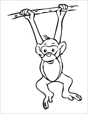 Maymun boyama sayfası, Monkey coloring page, Maymun Tırmanma şube Ağacı çizin, 