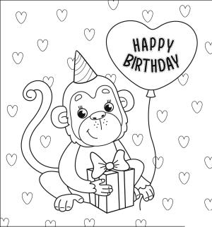 Maymun boyama sayfası, Monkey coloring page, , monkeys happy birthday with monkey 