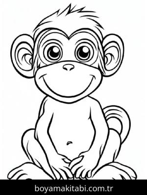 Maymun boyama sayfası – renkli çizimler, okul öncesi