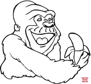 Maymun boyama sayfası, Monkey coloring page, , monkeys monkey eats banana 