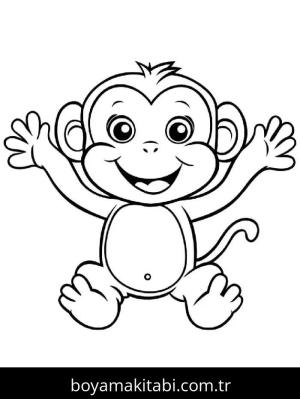 Maymun boyama sayfası – eğlenceli etkinlik, el becerilerini geliştirir