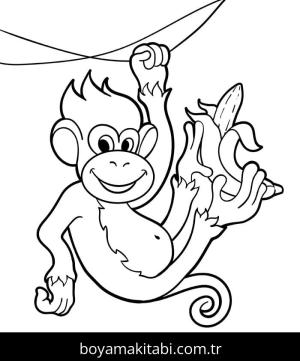 Maymun boyama sayfası – ücretsiz yazdır, boyama etkinliği