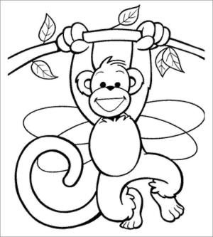 Maymun boyama sayfası, Monkey coloring page, Mutlu Maymun, 