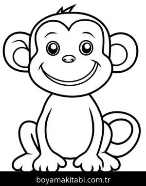 Maymun boyama sayfası – renkli çizimler, okul öncesi