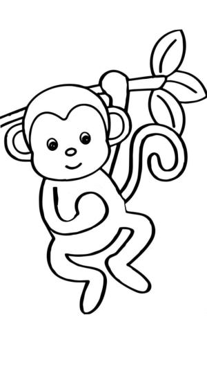 Maymun boyama sayfası, Monkey coloring page, Maymun Tırmanma Şube Ağacı, 