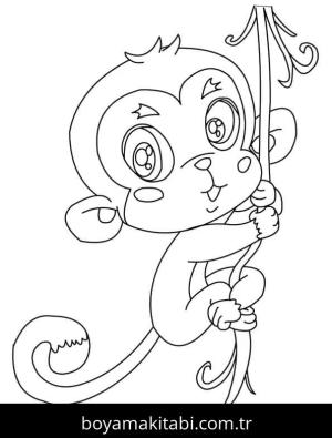 Maymun boyama sayfası – PDF indir, sevimli karakter