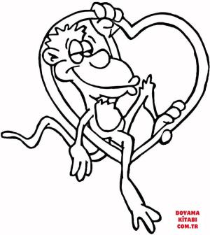 Maymun boyama sayfası, Monkey coloring page, , monkeys in love with monkey 