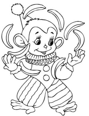 Maymun boyama sayfası, Monkey coloring page, Palyaço Maymun, 