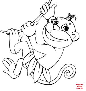 Maymun boyama sayfası, Monkey coloring page, , monkeys monkey hanging of liana 