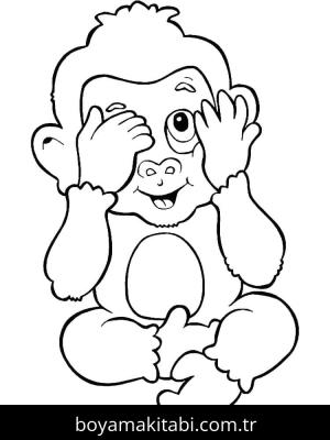 Maymun boyama sayfası – keyifli zaman, renkli çizimler