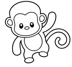 Maymun boyama sayfası, Monkey coloring page, Şirin bebek Maymun, 