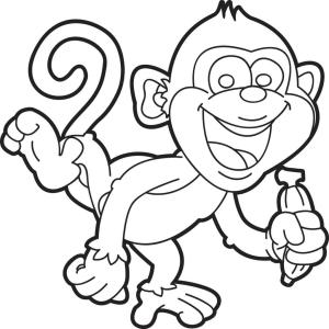 Maymun boyama sayfası, Monkey coloring page, Iyi Maymun, 