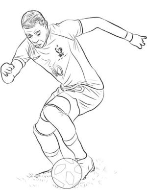 Mbappe boyama sayfası,  coloring page, Mbappe Futbol Oynuyor, 