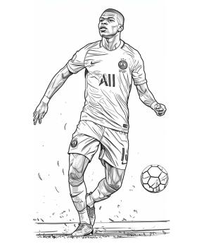 Mbappe boyama sayfası,  coloring page, Fransız futbolcu Mbappe’yi çizin, 