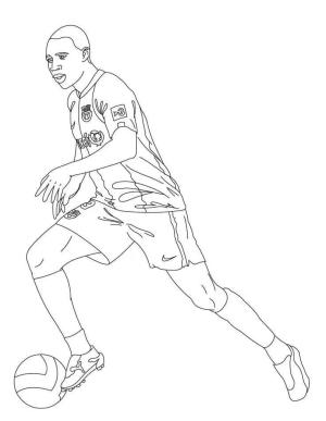 Mbappe boyama sayfası,  coloring page, Mbappe’nin top sürmesini çizin, 