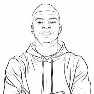 Mbappe boyama sayfası,  coloring page, Mbappe’yi basit bir şekilde çizin, 