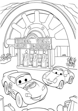 Şimşek Mcqueen boyama sayfası,  coloring page, McQueen Grand Açılış Yeni Motel, 