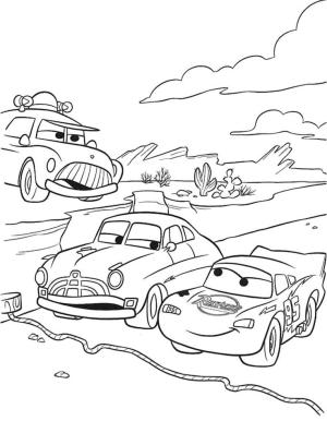 Şimşek Mcqueen boyama sayfası,  coloring page, McQueen ve Doc-Hudson Yeniden Yarışmaya Hazır, 