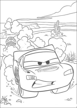 Şimşek Mcqueen boyama sayfası,  coloring page, Çölde McQueen Yarışı, 