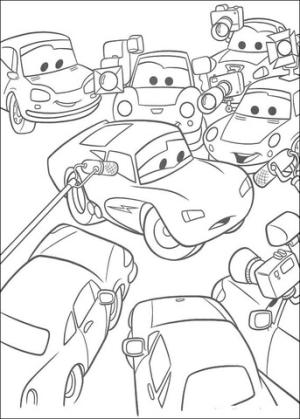 Şimşek Mcqueen boyama sayfası,  coloring page, McQueen Yarıştan Sonra Röportaj Yaptı, 