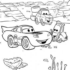 Şimşek Mcqueen boyama sayfası,  coloring page, McQueen Çölde Lastikleri Değiştiriyor, 